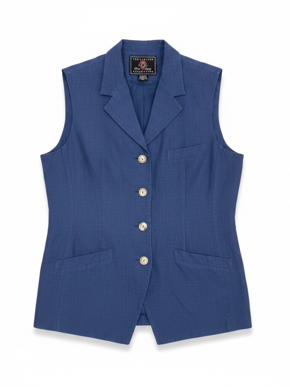 The Limited Navy Linen Button-Front Long Vest